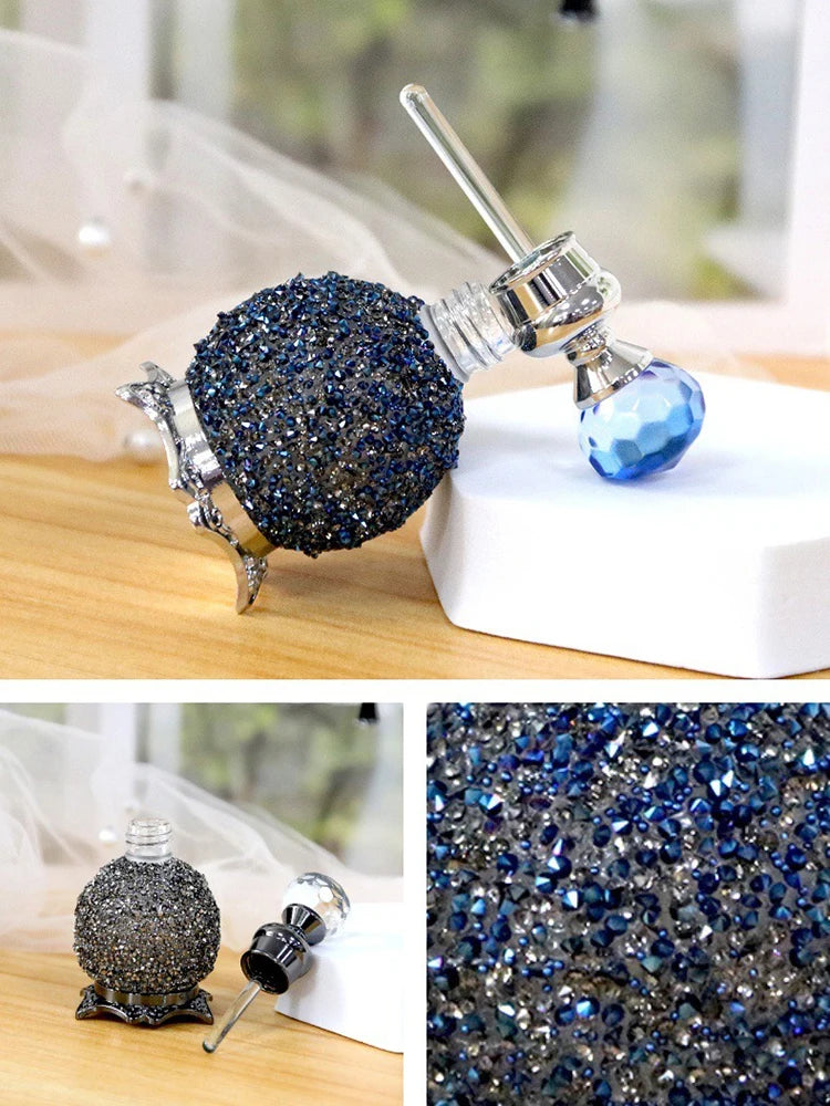 15ml Perfume Decanter Bottle,Luxuriou Perfume Bottle with Sparkling Rhinestone Decoration,Dropper Essential Oil Dispenser Bottle