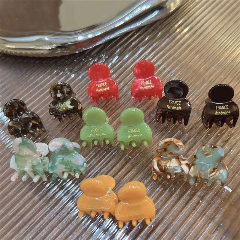2Pcs/Set Mini 2cm Acetate Small Hair Claw Side Pins Acetate Hair Crabs for Girls Cute Hairpin Clips Women Hair Accessories