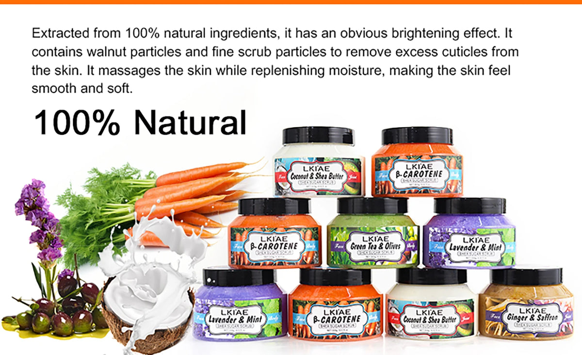 LKIAE Exfoliating Body Scrub for Women, Brightening, Soften Rough Elbows, Knees, Body Polish for Even Tone Glowing Skin, 300ml