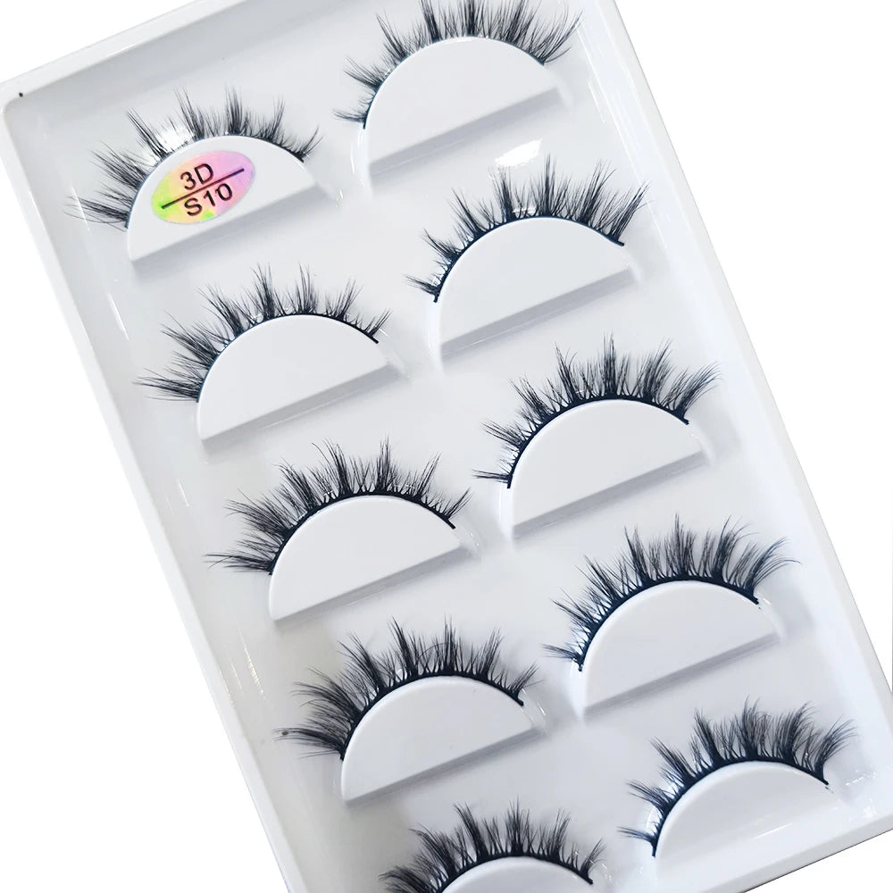 New 5 Pairs Natural 3D False Eyelashes Makeup Mink Eyelash Fake Eye Lashes Faux Cils Make Up Beauty Maquillaje Tools H13 Cat
