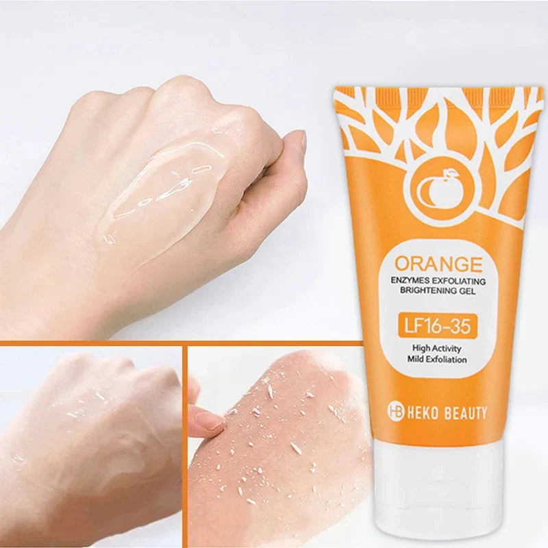 Orange Enzymes Exfoliating Gel Brightening Deep Cleansing Face Scrub Gentle Mud Peel Smoothing Skin Refine Pores Moisturize Care
