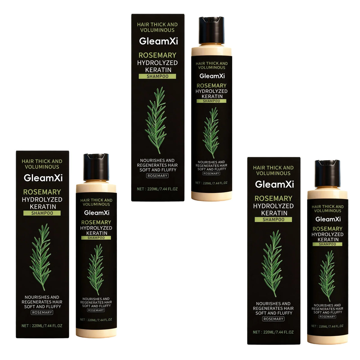 Rosemary Keratin Volumizing Shampoo 220ML Deep Nourishing Hair Care Repair Damage Boost Fullness Smooth Frizz Control Daily Use