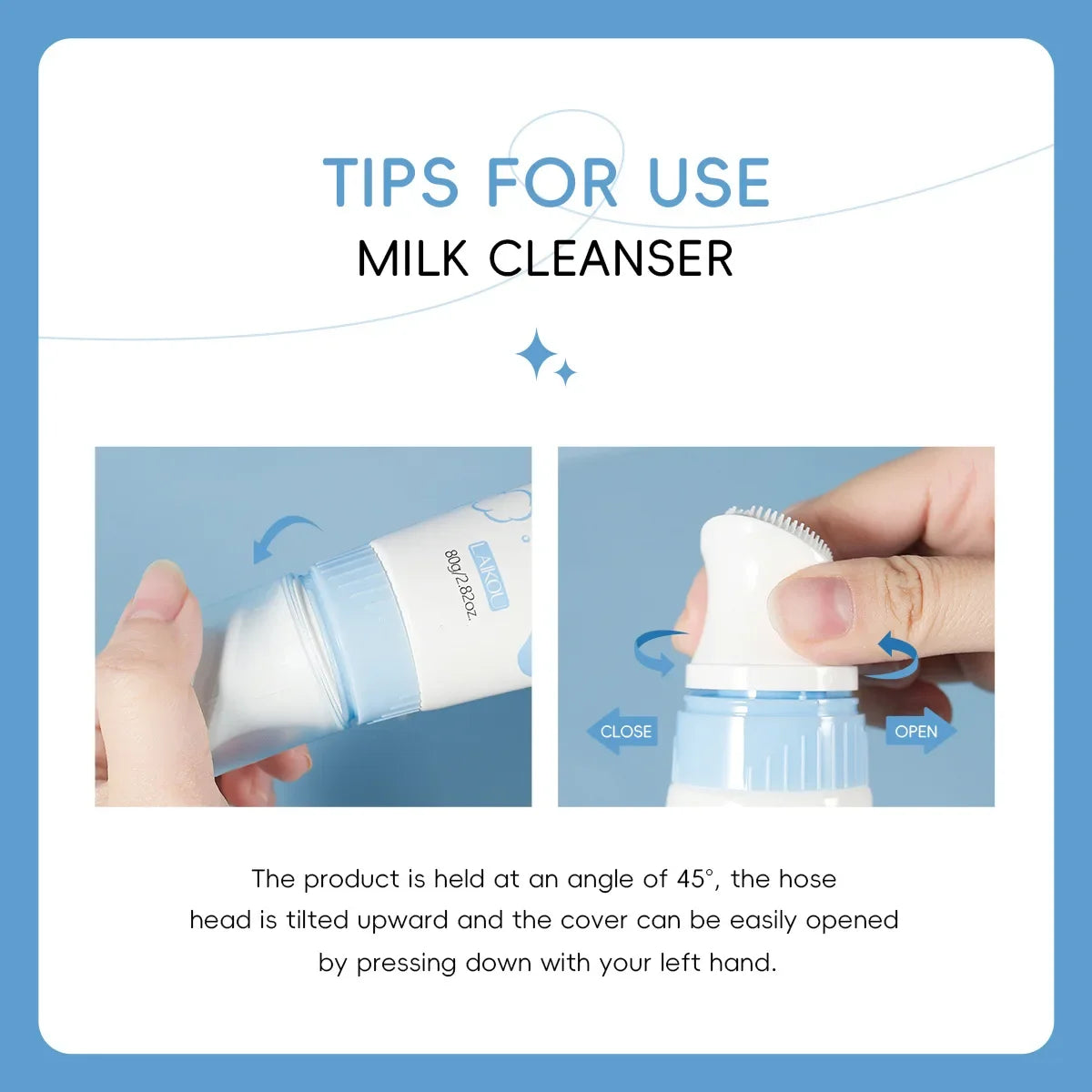 LAIKOU Milk Foaming Cleanser Dual Amino Acids Gentle Deep Cleansing Brightening for All Skin Types 80g