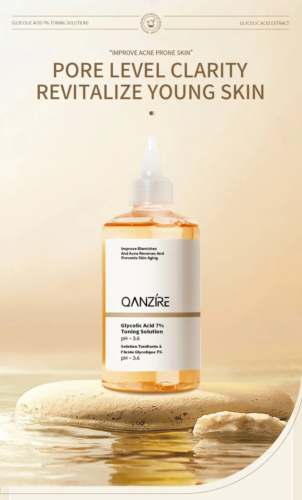240ML Glycolic Acid 7% Exfoliating Toner Toning Solution Shrink Pores Repair Facial Oil Mild Exfoliating For Blemishes And Acnes
