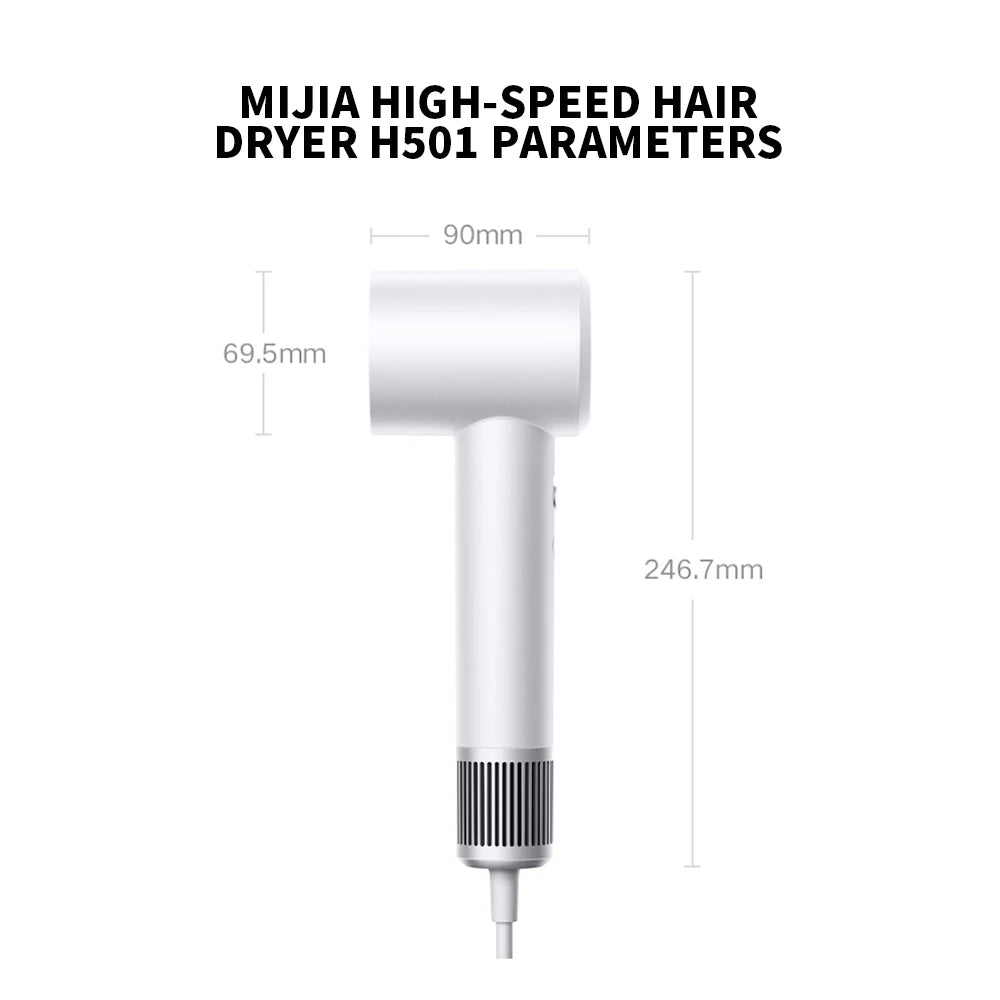 New MIJIA H501 High Speed Anion Hair Dryers Wind Speed 62m/s 1600W 110000 Rpm Professional Hair Care Quick Dryer Negative Ion CN