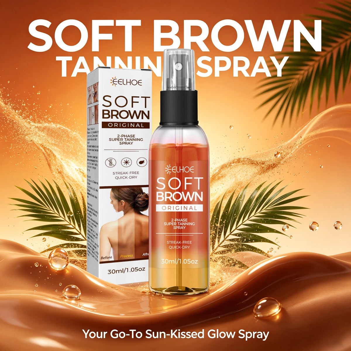2-Phase Body Tanning Spray Natural Plant Extract Fast Absorption Refresh Non-Greasy Quick Dry Streak-Free Self Tanning Mist For Natural Bronze Glowing Sun-Kissed Skin Summer Beach Moisturizing Tanning