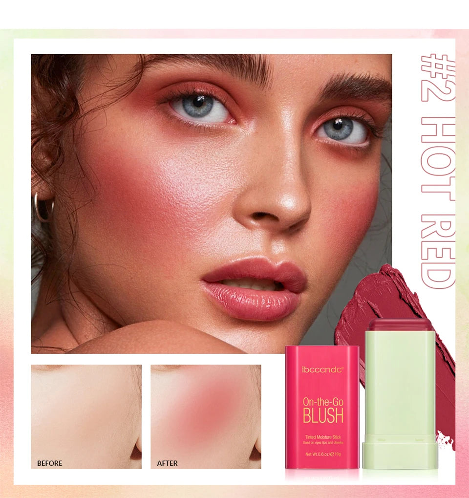 ibcccndc Rotating Blush Cream Tinted Moisture Stick Naturally Long-lasting Moisturizing Waterproof And Non-Removing Orange Blush