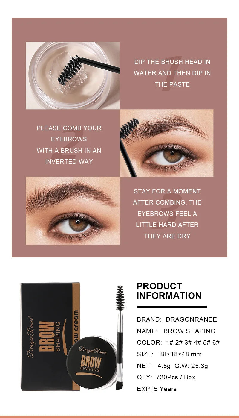 White Bushy Eyebrow Gel - European & American Style, Long-lasting Setting Pomade Soap Wax, Volumizing Sculpting Eyebrow Pen for