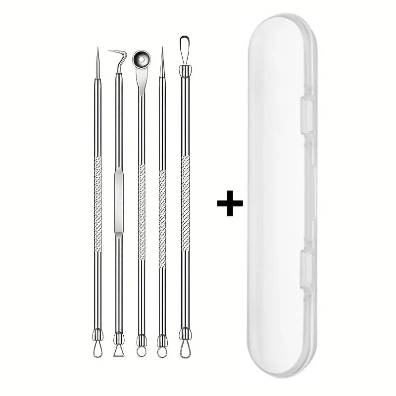 Stainless Steel Blackhead Remover Kit 3 5 8-Piece Professional Pimple Popper Set For Acne Blemish Extraction