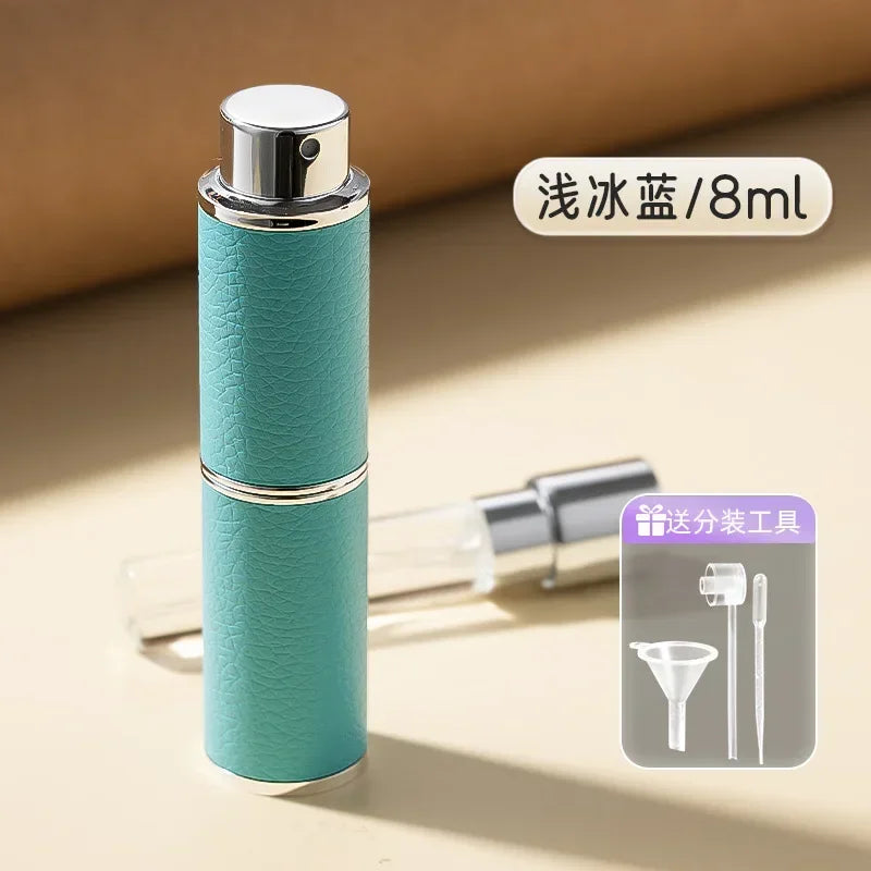 8ML Refillable Perfume Atomizer Highend Leather Mini Cosmetic Containers Rotary PressType Liner Glass Liquid Container косметика