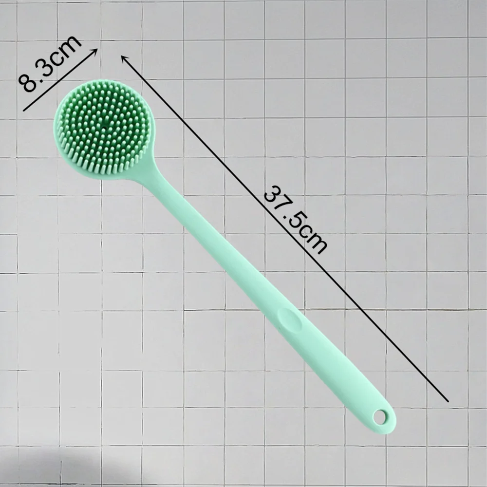 Silicone Scrubber Long Handle Exfoliating Shower Brush Double Sided Back Cleaning Dirt Remover Massage Bathing Body Skin Care