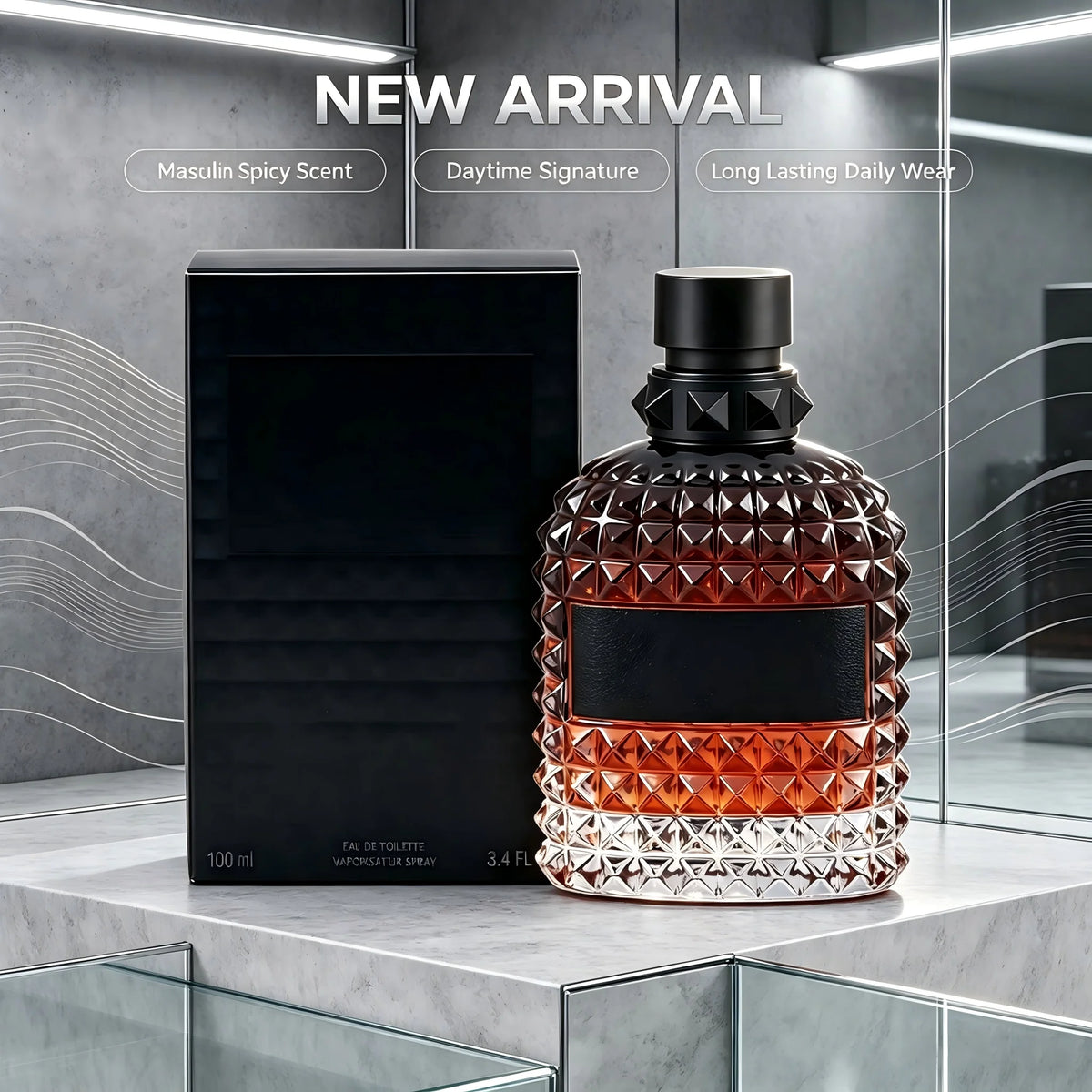Men Eau de Toilette Perfume 100ml 3.4 fl.oz Luxury Fresh Spicy Woody Fragrance Long Lasting Masculine Cologne Elegant Signature Scent Daily Wear Date Night Fall Fashion Back to School Halloween Thanksgiving Christmas Gift For