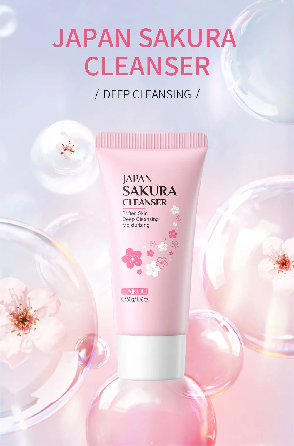 LAIKOU Facial Foaming Face Cleanser Facial Scrub Cleansing Acne Oil Control Blackhead Remover Shrink Pores Skin Care 50g