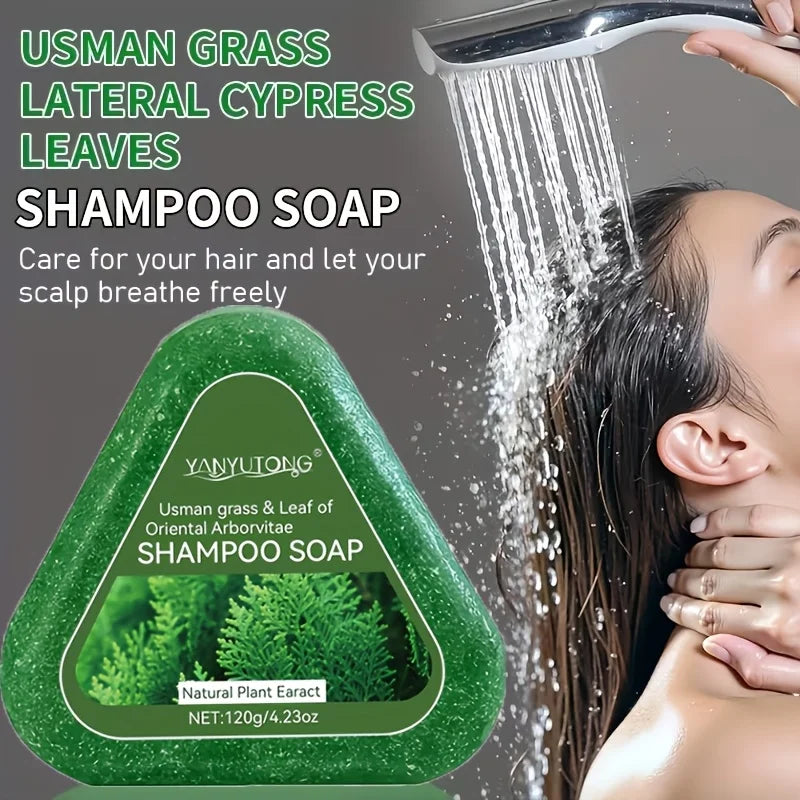 Usman Grass & Platycladus Shampoo Bar For Hair Growth Natural Herbal Soap For Hair Loss Controls Oil Strengthens Roots Shampoo