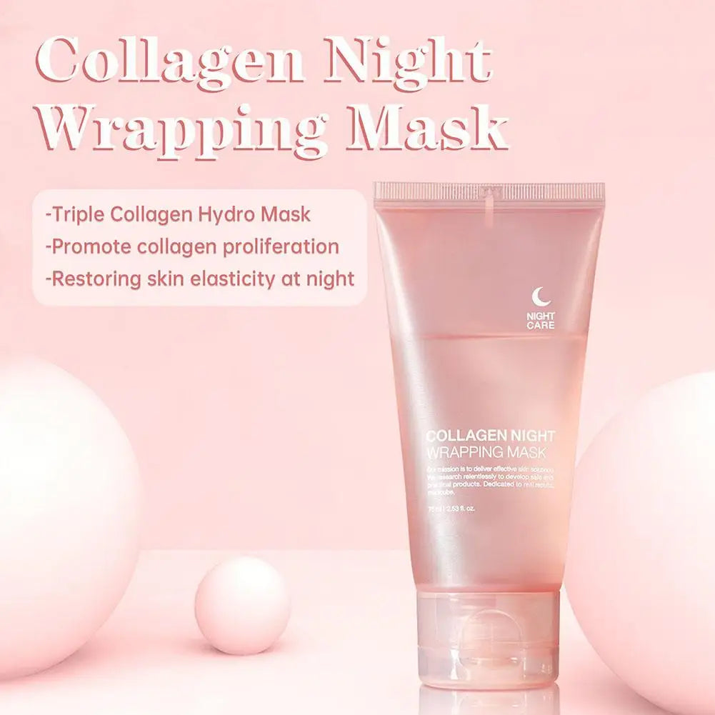 Hydrolyzed Collagen Overnight Facial Mask Wrapping Peel-Off Mask Hydrating Firming Mask for Elasticity Reduces Sagging Dullness