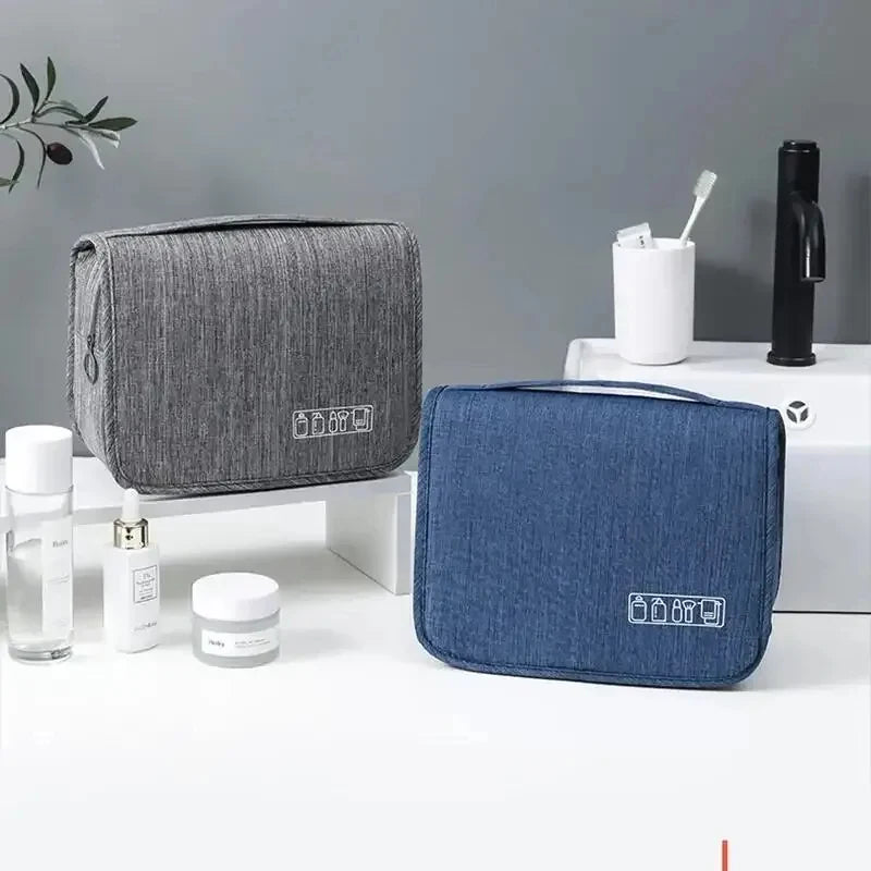 Waterproof Oxford Travel Wash Bag, Portable Hanging Cosmetic & Toiletry Organizer for Men & Women