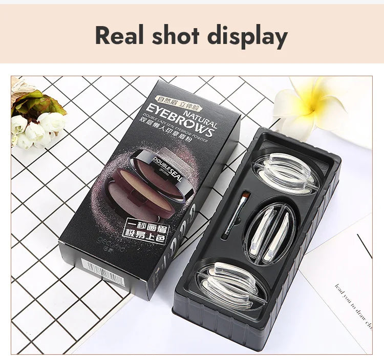 Double-layer two-color lazy seal eyebrow powder waterproof and sweat-proof beginner eyebrow drawing