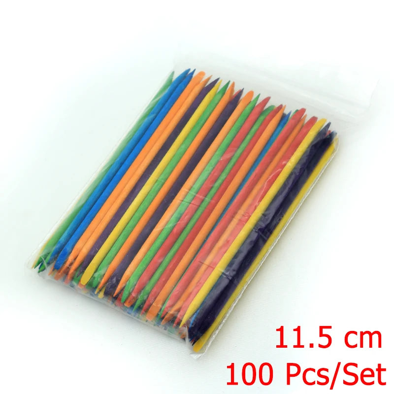 4 different sizes Orange Wood Sticks for Cuticle Pusher Cuticle Remove Tool forks for nails Manicures Tools 10/30/50/100Pcs/Set