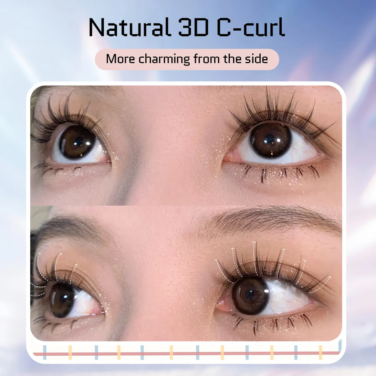 Gege Bear No-Glue False Eyelashes - Easy 3-Step Application, Natural Look, Perfect for Beginners with Sunflower Desig