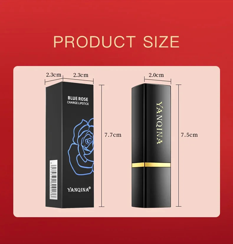 YANQINA Blue Temperature Color Changing Lipstick Waterproof Long-Lasting Non-Fading Non-Transfer Moisturizing Lip Stain Tinted