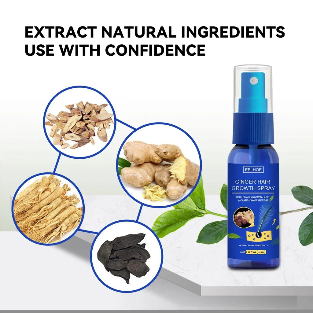 Ginger Hair Growth spray Anti Hair Fall Hair Loss Treatment Growth Essence Oil for Men Women