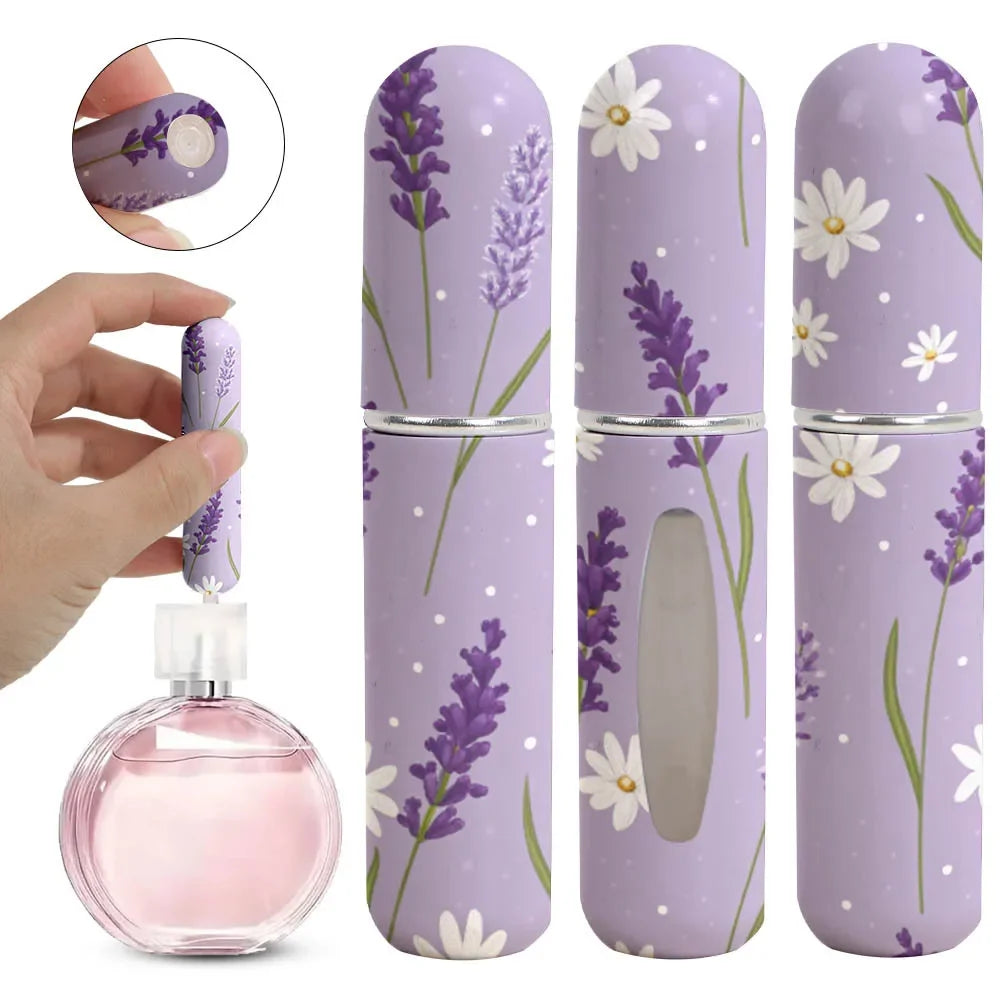 New 5ml Refillable Spray Bottle Mini Flower Pattern Refillable Perfume Bottle with Pendant Empty Cosmetic Containers Cute