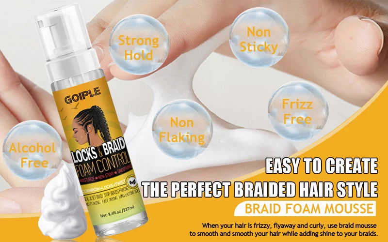 Braiding Gel Strong Hold Neat Braid Gel Hair Braid Gel for Braids Hair Mousse for Braids Styling Product Braid Mousse