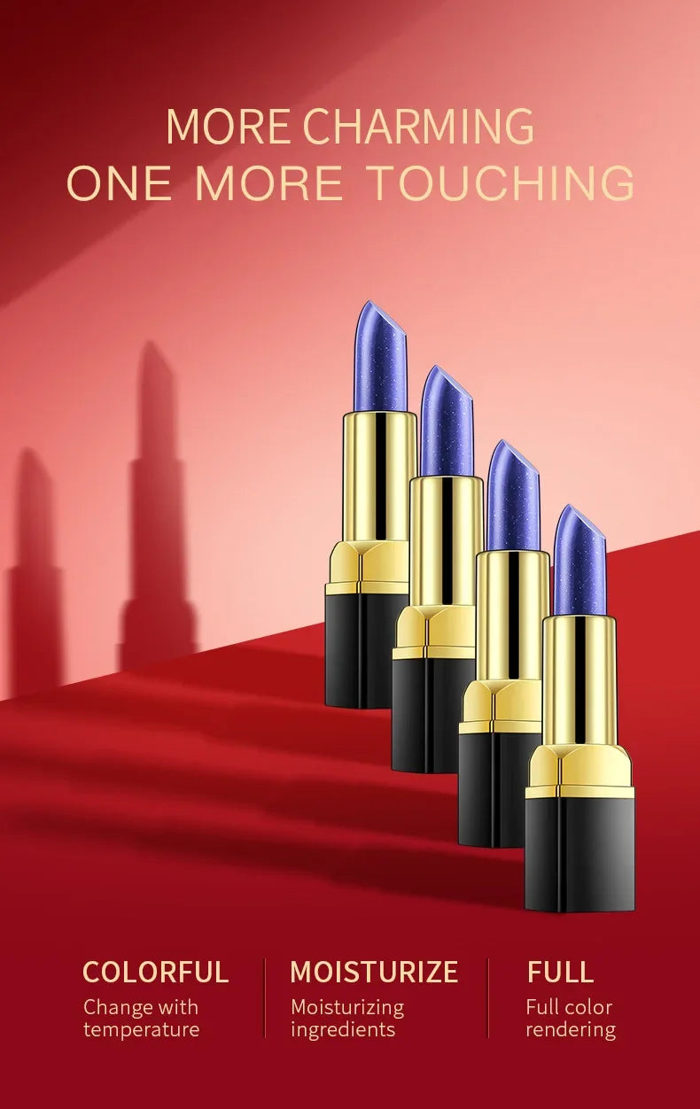 YANQINA Blue Temperature Color Changing Lipstick Waterproof Long-Lasting Non-Fading Non-Transfer Moisturizing Lip Stain Tinted