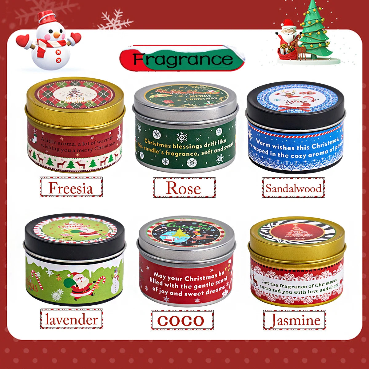Christmas Scented Candle Set Gift Fragrance Candle Jar Smokeless Romantic Incense Aromatherapy Candle Stonedried Flower Soy Wax