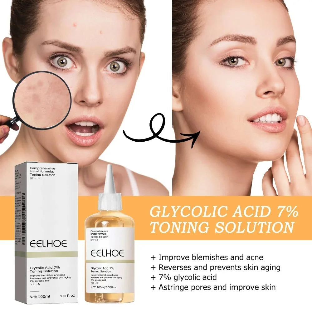 Glycolic Acid 7% Toning Solution Acne Remover Face Skincare Firming Moisturize Glycolic Acid Gentle Tone Exfoliating Toner 1/2pc