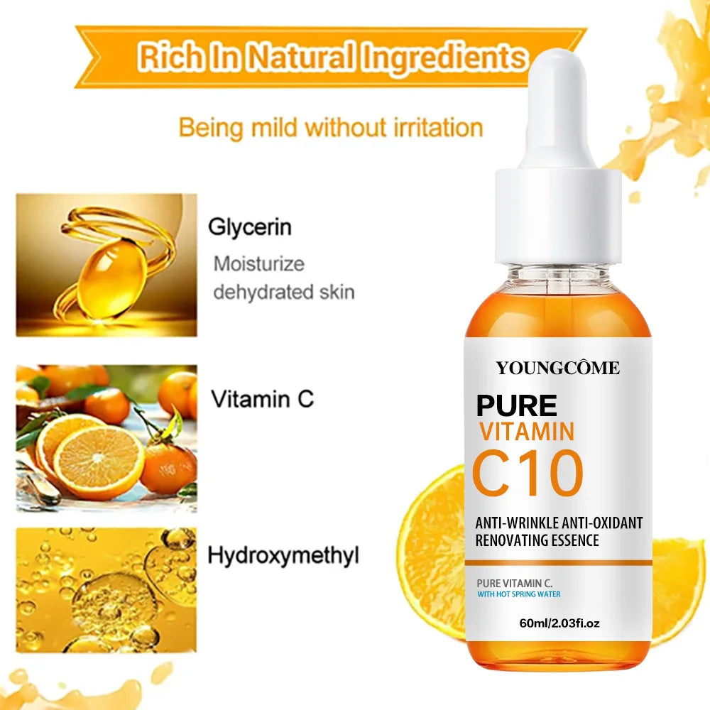 Vitamin C Facial Essence Hyaluronic Acid Dark Skin Brighten Serum Fade Fine Lines Moisturizing Repair Dull Serum Face Skin Care