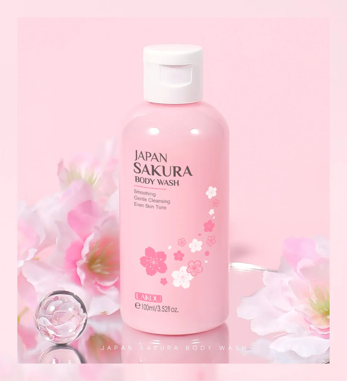 LAIKOU Sakura Shower Gel Long Moisturizing Smooth Long Lasting Fragrance Gentle Foam Body Cleansing Bath Product 100ml