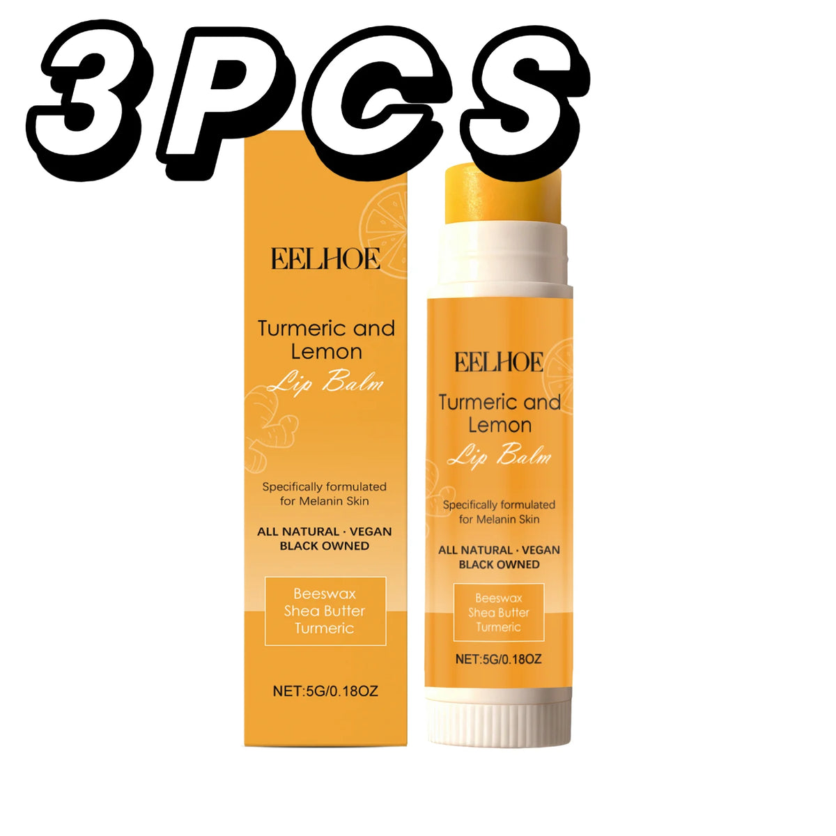 Turmeric Lemon Lip Balm Natural Shea Butter Lip Treatment For Dark Melanin Remove Hydrating Vegan Pre-Makeup Base Lip Stick