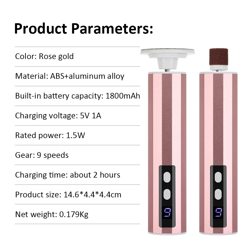 USB Rechargeable Wireless Electric Foot File Cuticle Callus Remover Machine Pedicure Tools Foot Heel Care Tool With Sandpaper