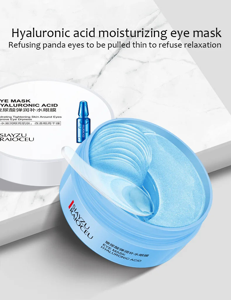 60pcs Hyaluronic Acid Crystal Collagen Eye Mask Anti Dark Circles Remove Eye Bags Moisturizing Firming Eye Patches Skin Care