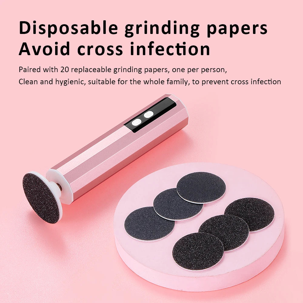 USB Rechargeable Wireless Electric Foot File Cuticle Callus Remover Machine Pedicure Tools Foot Heel Care Tool With Sandpaper