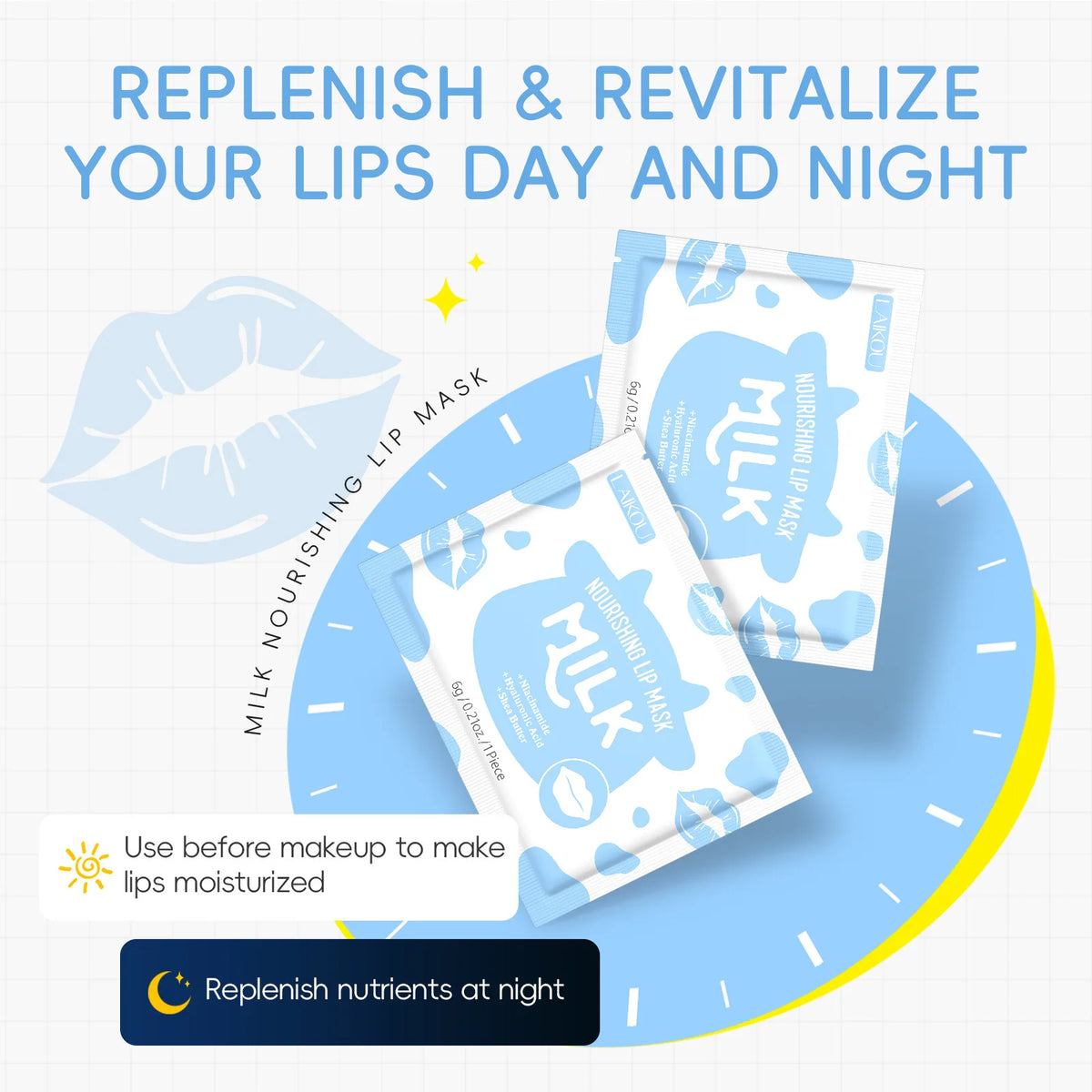 LAIKOU 5/10pcs Lip Mask Lip Care Moisturizing Hydrating Repair Lighten Lip Lines  Gel Patch Lips Pad Patches Care Products