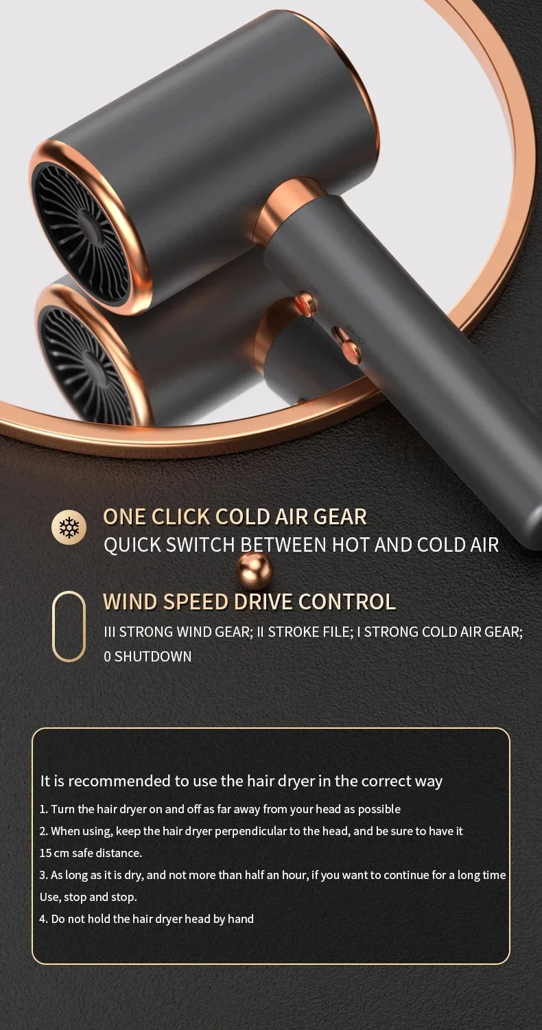 HOMEFISH 5‑Speed Professional Hair Dryer, Salon‑Grade High Power, Hot Cold Air Negative Ionic Blow Dryer