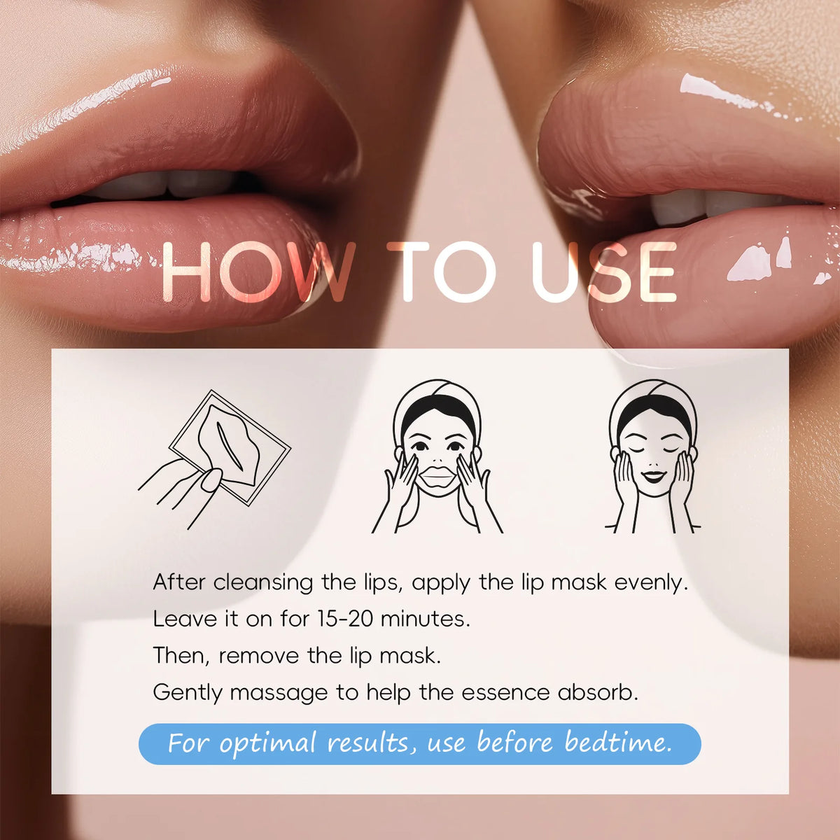 LAIKOU 5/10pcs Lip Mask Lip Care Moisturizing Hydrating Repair Lighten Lip Lines  Gel Patch Lips Pad Patches Care Products