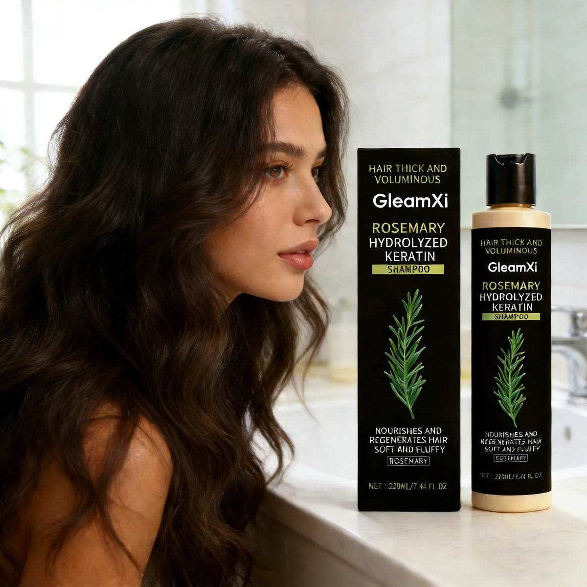 Rosemary Keratin Volumizing Shampoo 220ML Deep Nourishing Hair Care Repair Damage Boost Fullness Smooth Frizz Control Daily Use