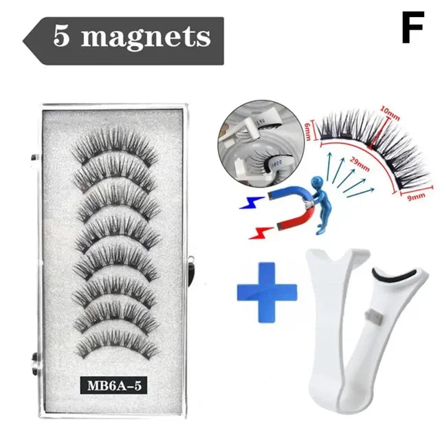 3D Natural ,With 5 Lashes Shipping Handmade Drop False Support Eyelashes Magnetic Reusable H8Y7