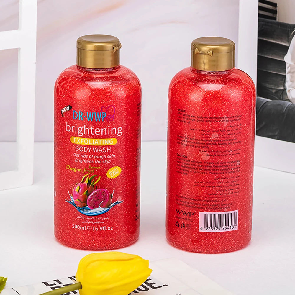 Rose Lavender Kojic Acid AHA Shower Gel Deep Cleansing Brighten Skin Scrub Body Wash Exfoliator Body Care Fragrance Skincare