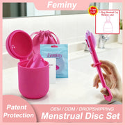 Feminy Menstrual Disc With Applicator Sterilizer Cup Medical Silicone Disco Coletor Menstrual Bowls Mini Period Cup Box