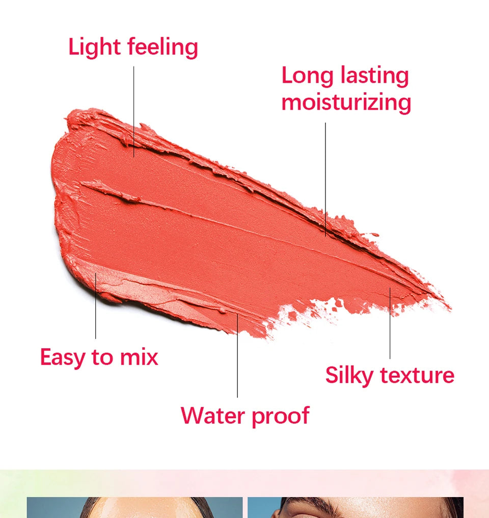 ibcccndc Rotating Blush Cream Tinted Moisture Stick Naturally Long-lasting Moisturizing Waterproof And Non-Removing Orange Blush