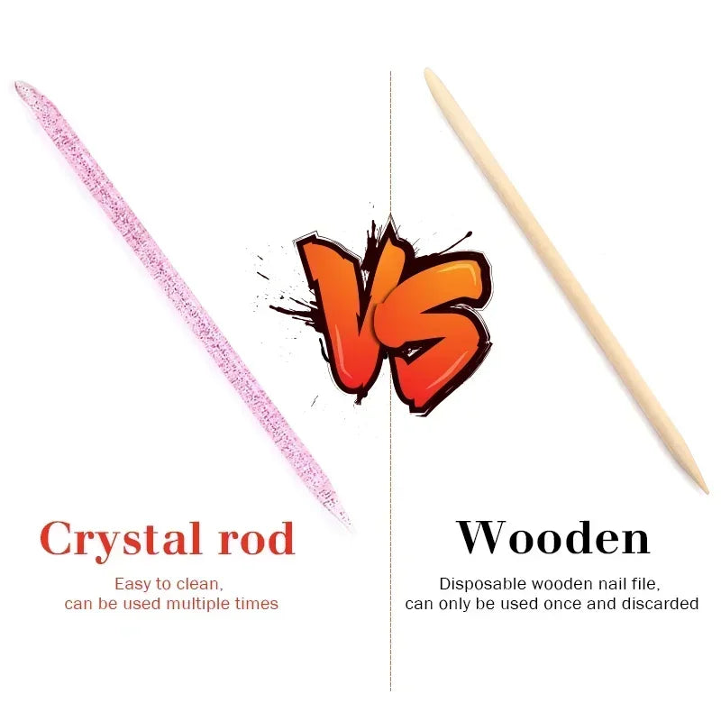 50/100pcs Reusable Double-Ended Cuticle Pusher – Crystal Nail Art Tool for Manicure & Pedicure