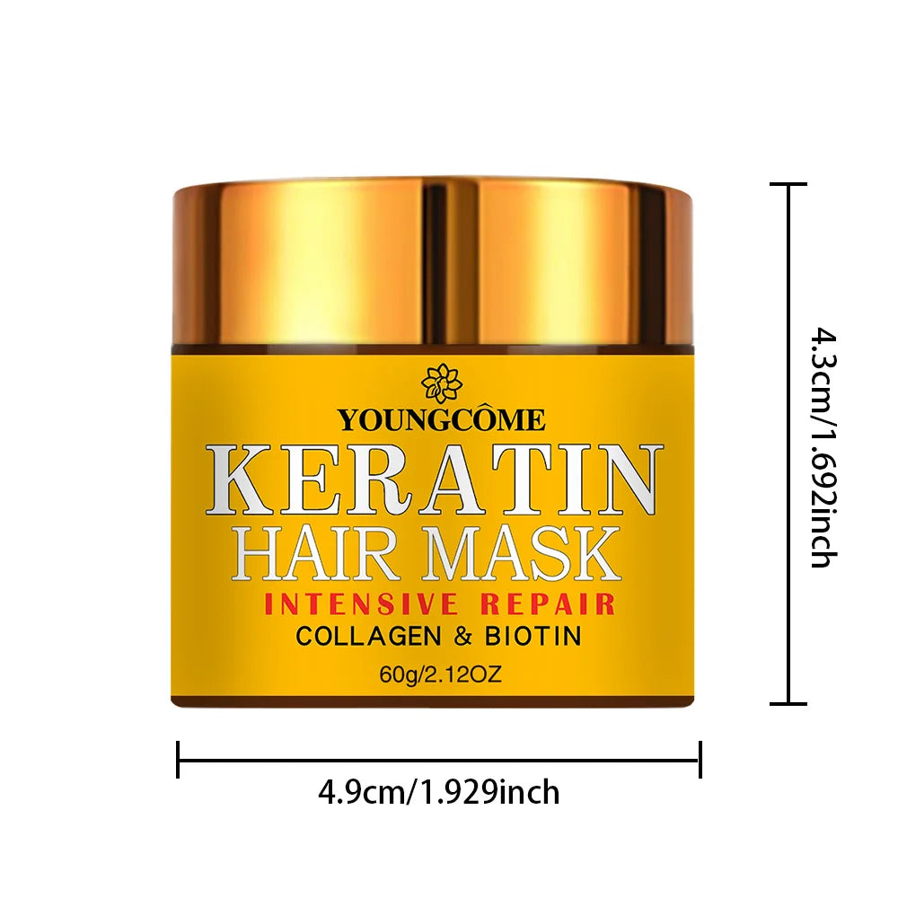 Biotin Collagen Keratin Hair Mask for Dry Damaged Hair, Deep Repair Conditioning Treatment with Nourishing Essential Oils