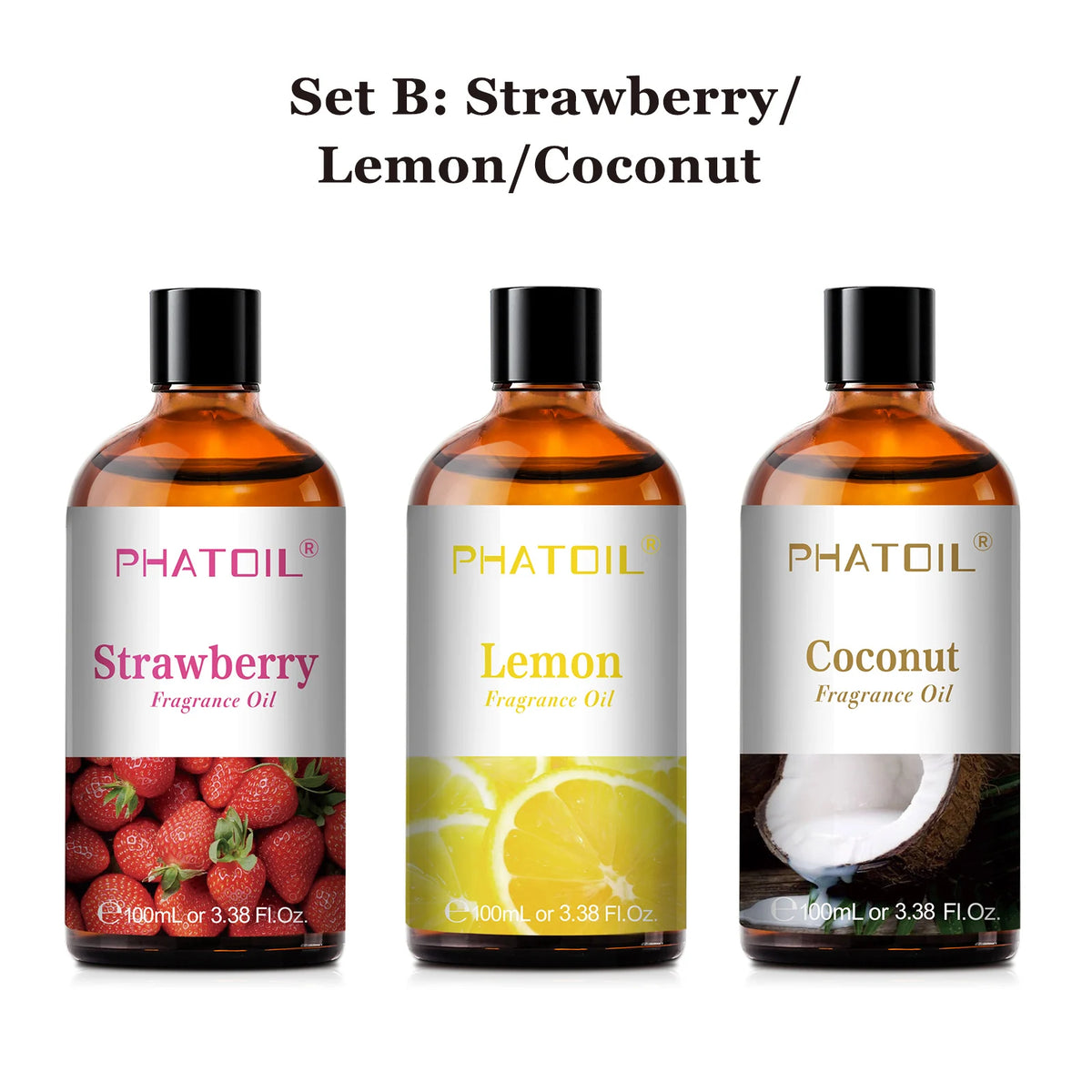 PHATOIL 100ml Aromatherapy Fragrance Oil Coconut & Vanilla Strawberry Cherry Lemon 1/2/3pcs Aroma Oil For Diffuser Candle Making