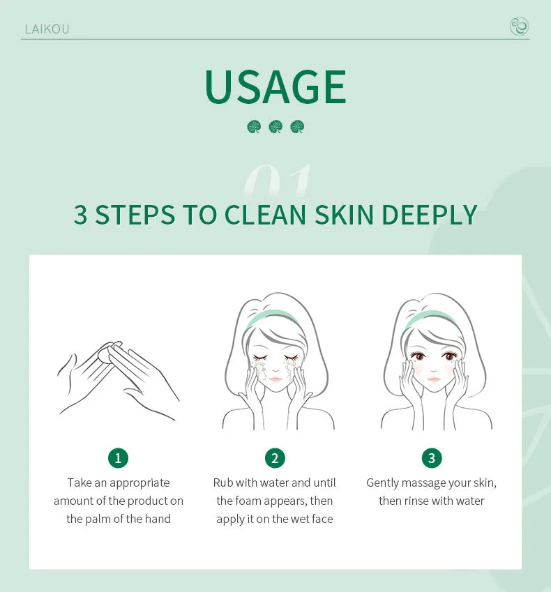 LAIKOU Centella Soothing Facial Cleanser Amino Acid BlackHead Remove Oil-Control Moisturizing Soften Face Skin Care Products