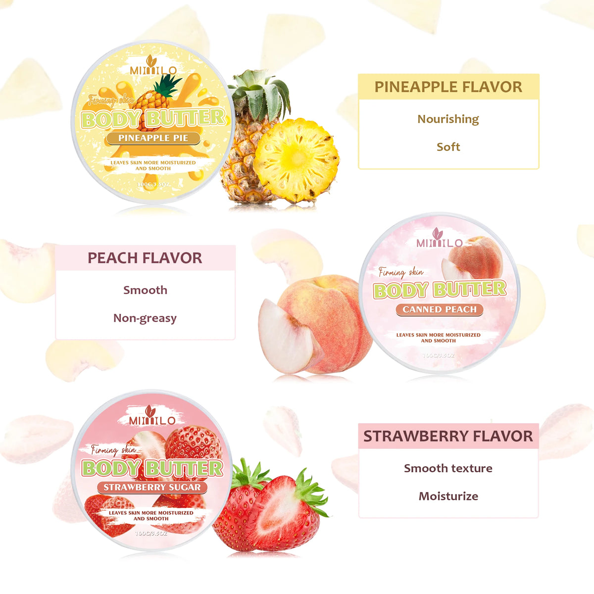 100g Moisturizing Body Glaze Cream 6 Sweet Flavors Body Butter Hydration Soft Smooth Skin Non Sticky Non Tightening