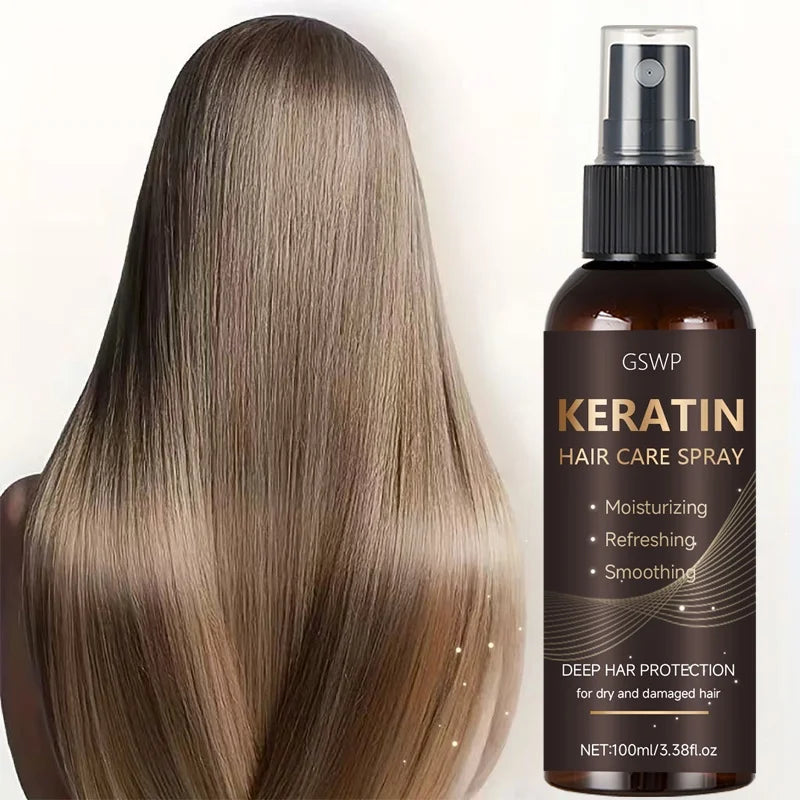 GSWP Keratin Hair Spray Contains Castor Oil and Argan Oil, Quickly Absorbed, Moisturize Hair, Leave It Non-Greasy. 100ml